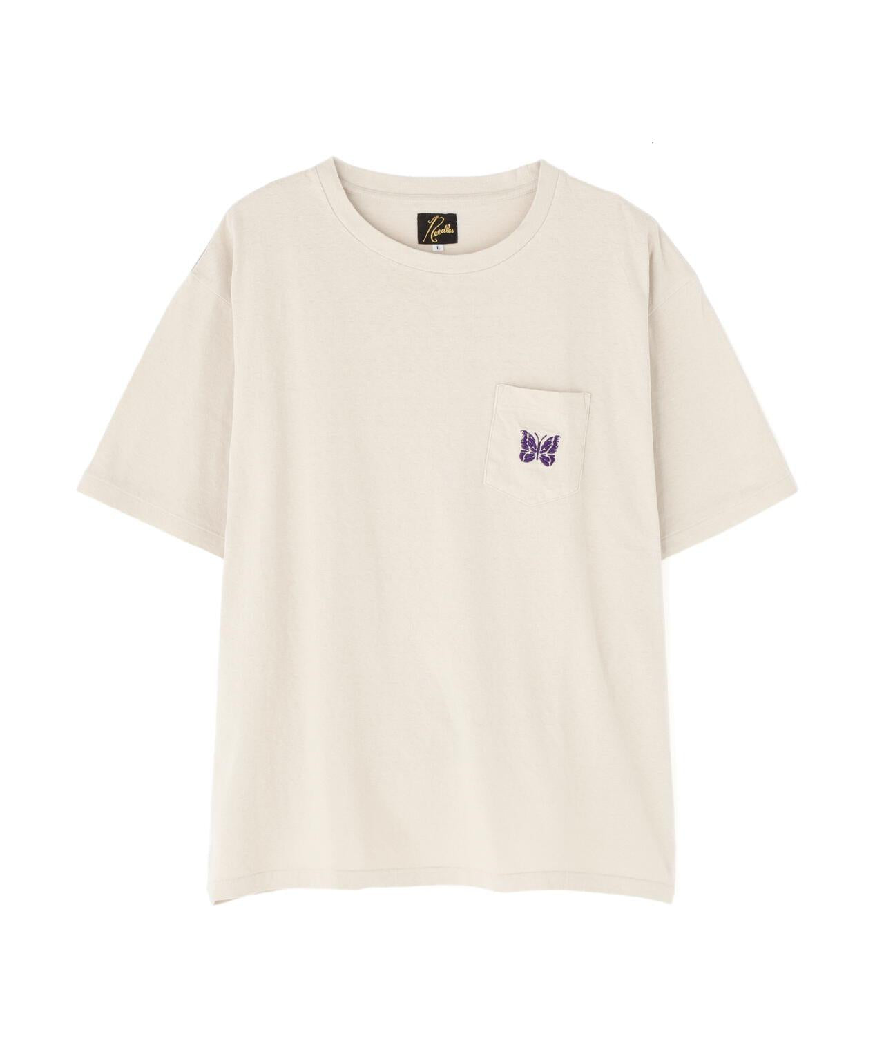 NEEDLES/S/S 蝴蝶刺繡口袋T恤 - 棉質傑西布