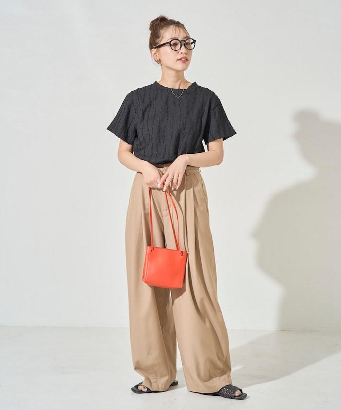 流蘇條紋提花短袖T恤