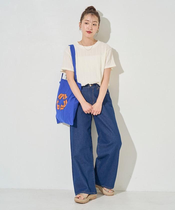 流蘇條紋提花短袖T恤