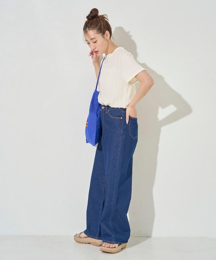 流蘇條紋提花短袖T恤