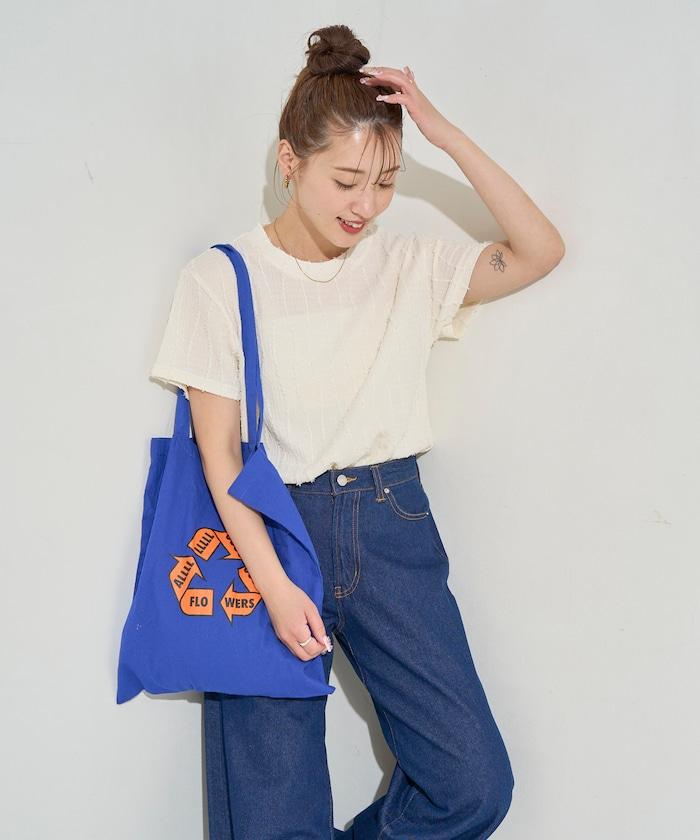 流蘇條紋提花短袖T恤