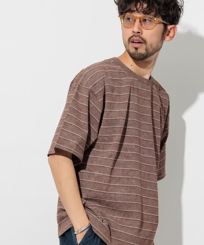 漸變印花 可反穿 圓領 條紋T恤