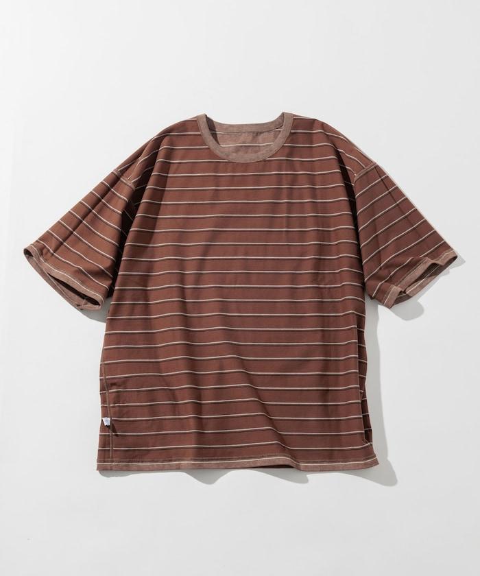 漸變印花 可反穿 圓領 條紋T恤