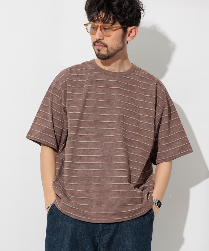 漸變印花 可反穿 圓領 條紋T恤