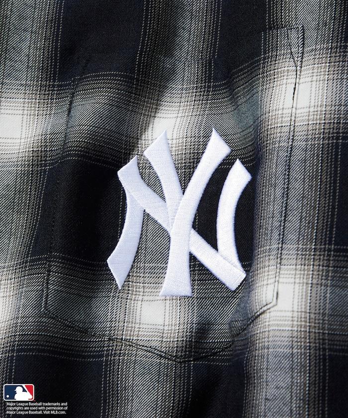 聯名 MLB 短袖 格紋襯衫