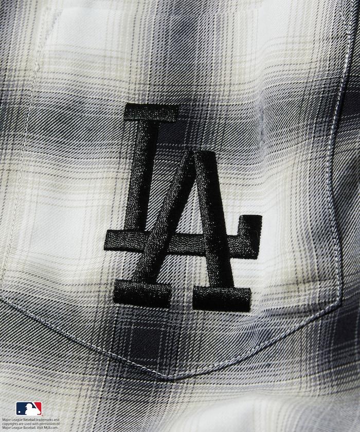 聯名 MLB 短袖 格紋襯衫