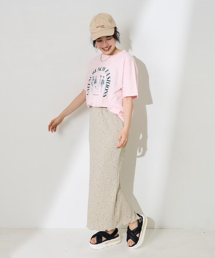 女孩子照片海灘拱形logo T恤