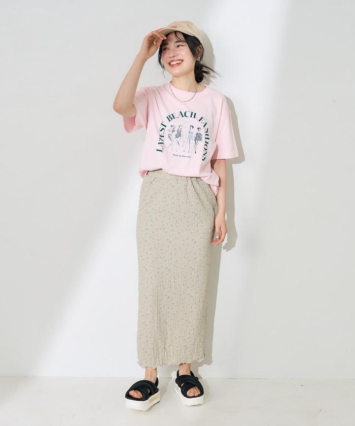 女孩子照片海灘拱形logo T恤