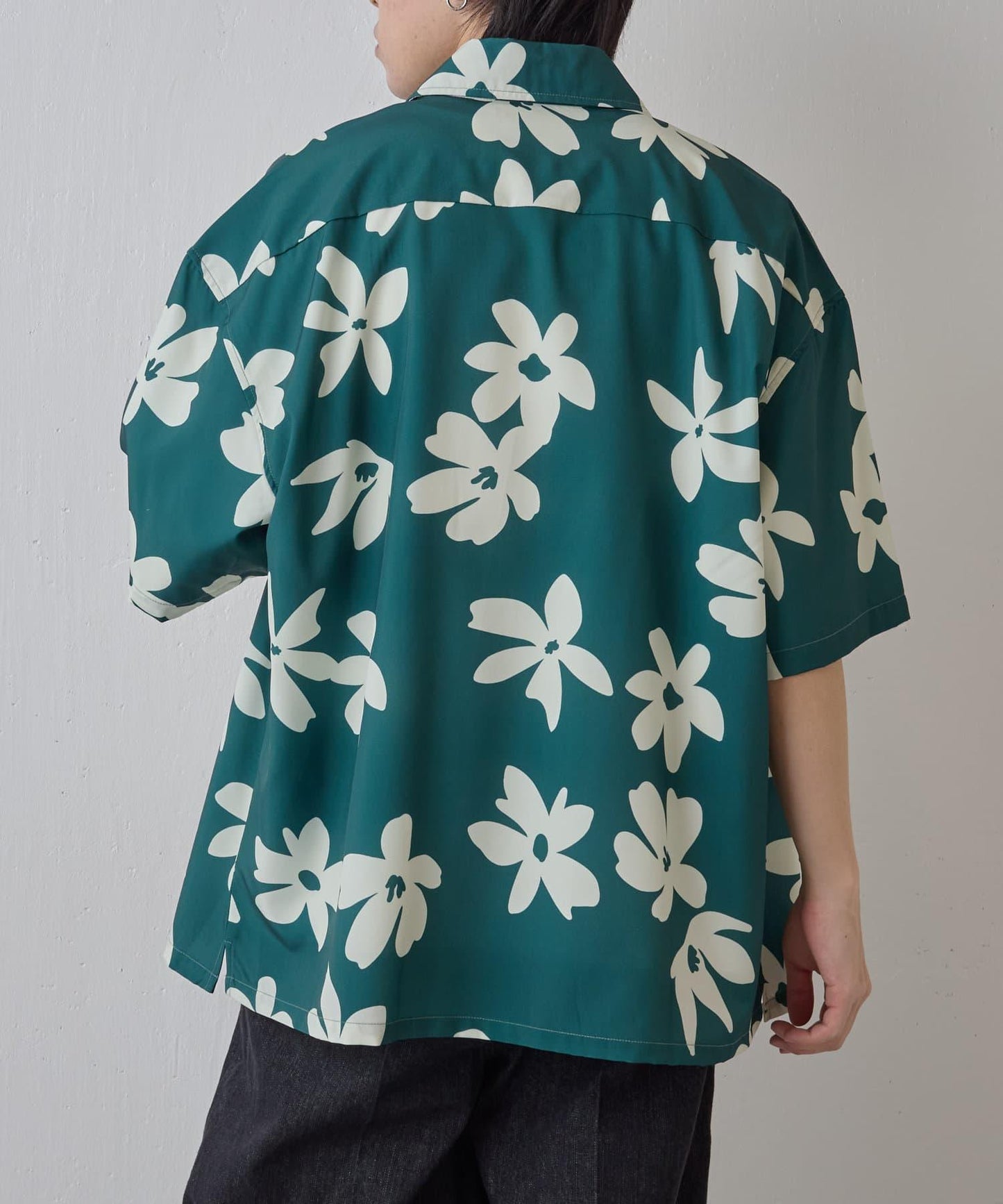 藝術花卉圖案短袖襯衫