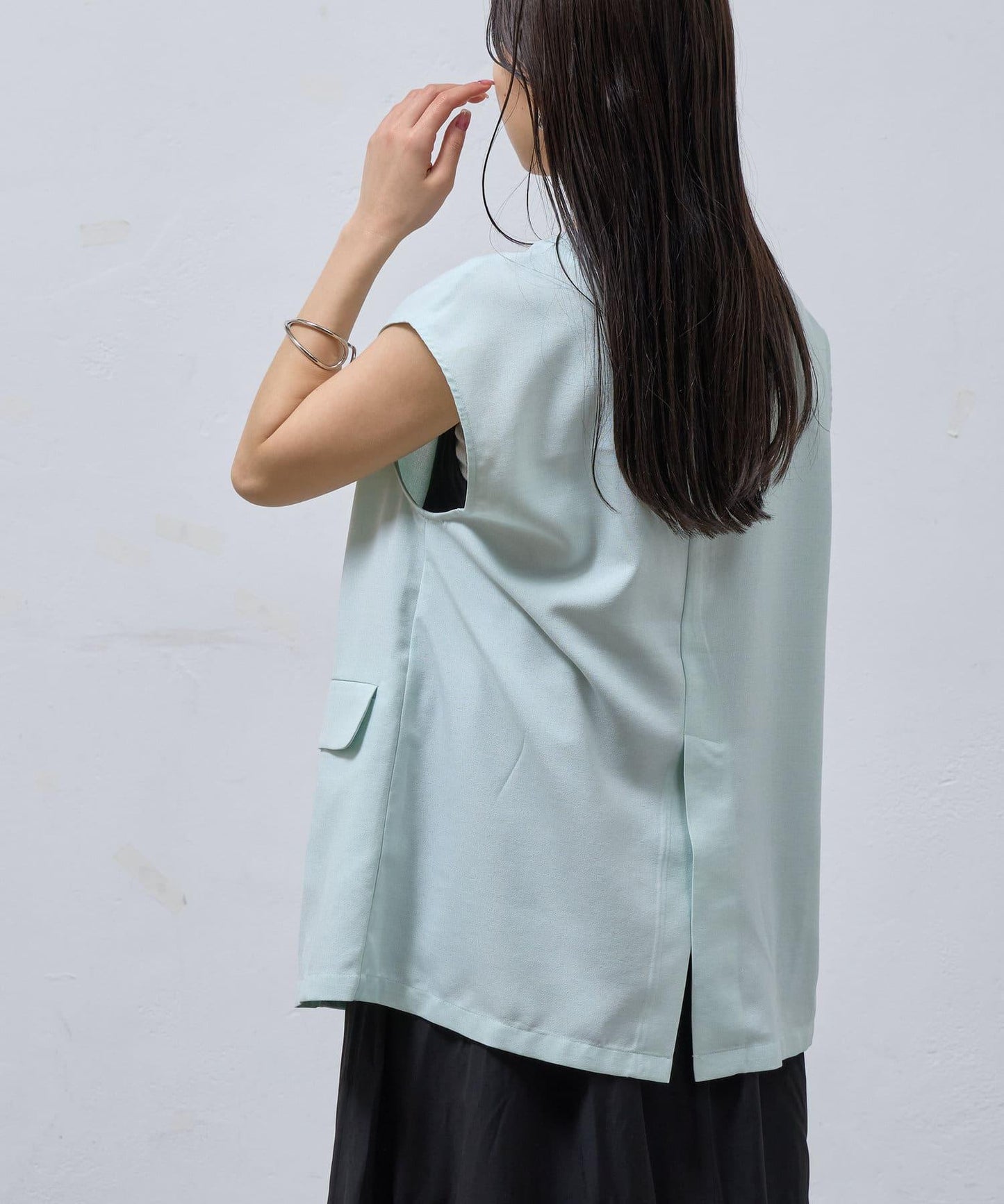 科技亞麻無領單西服馬甲