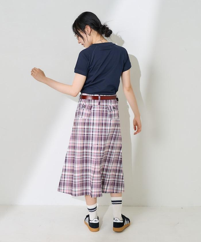 前開襟格子裙