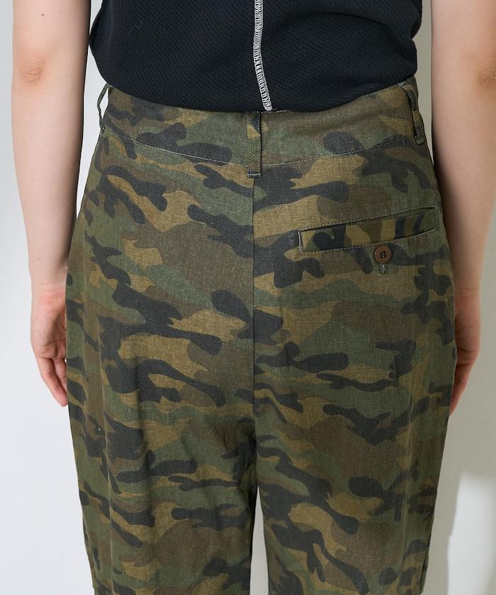 一洗迷彩圖案褲子/迷彩寬鬆褲