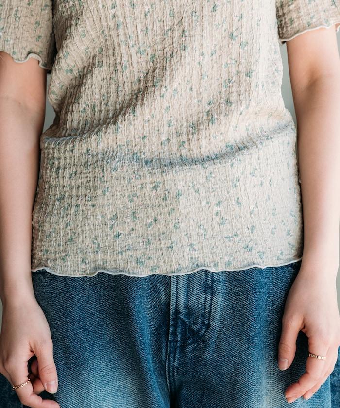 花紋 彈力 短袖上衣