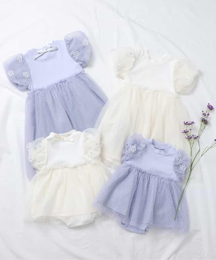 【連衣裙】花朵蕾絲拼接連衣裙