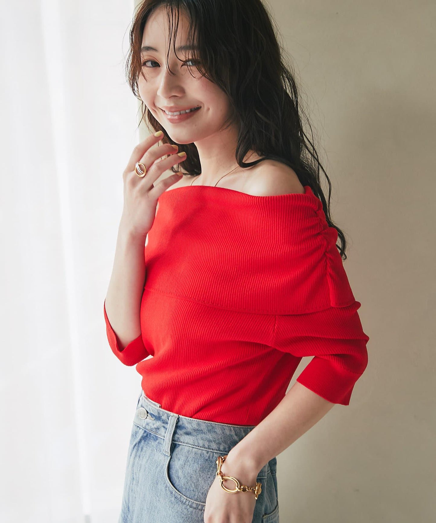 【最強美人效果】冷感防曬露肩針織衫