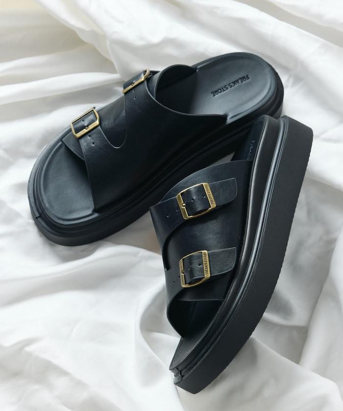 雙扣滑塊涼鞋 / 厚底平底鞋