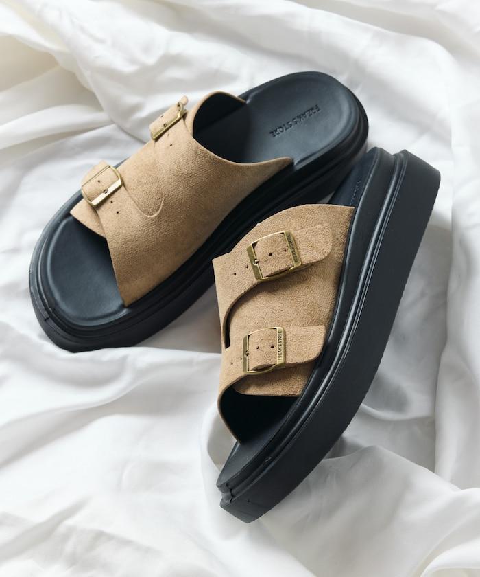 雙扣滑塊涼鞋 / 厚底平底鞋