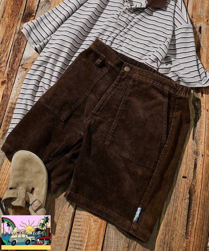 【海灘&節日】粉末漂白加工 夏季燈芯絨短褲