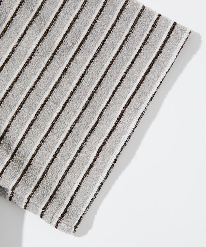 【海灘&節日】多色條紋毛巾 圓領 帶口袋T恤 短袖