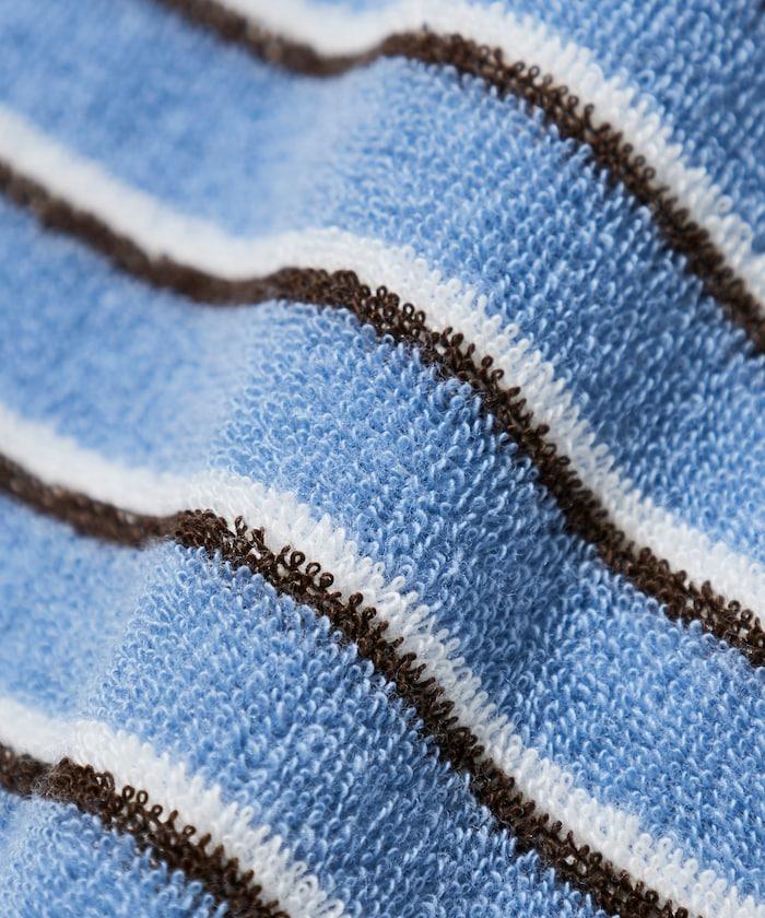 【海灘&節日】多色條紋毛巾 圓領 帶口袋T恤 短袖