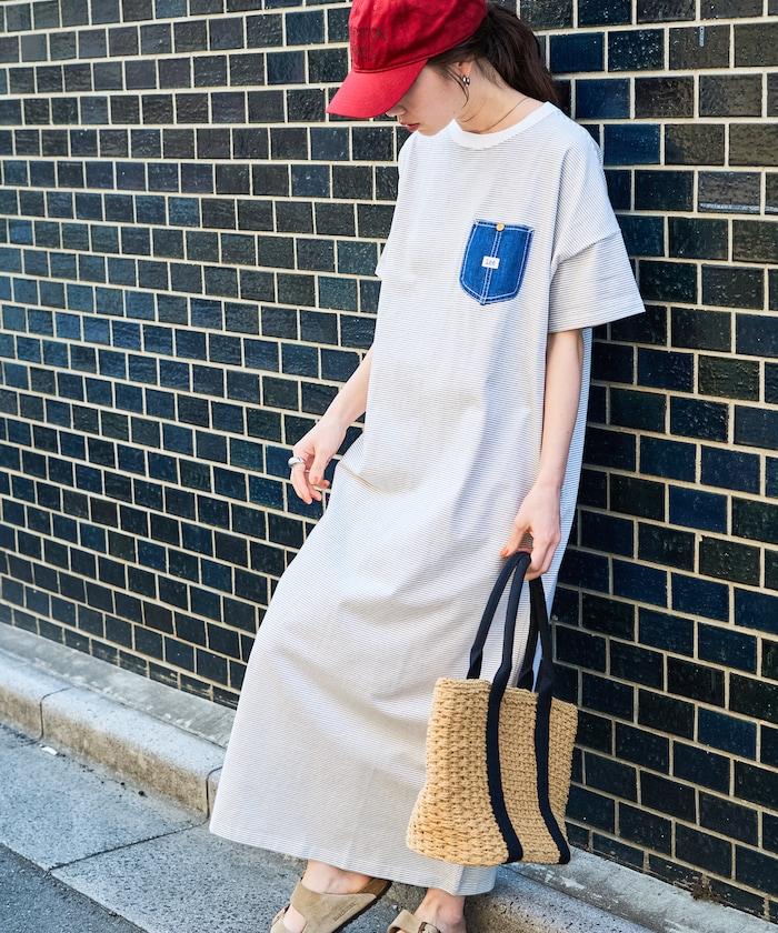 牛仔布 口袋 短袖 連衣裙【限定推出】