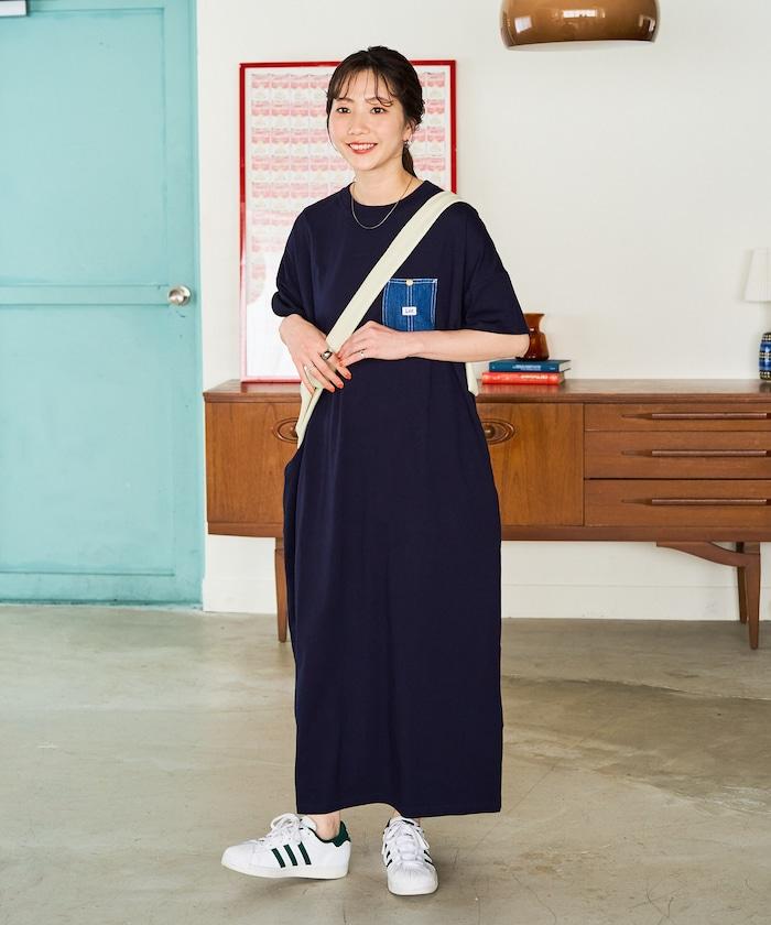 牛仔布 口袋 短袖 連衣裙【限定推出】