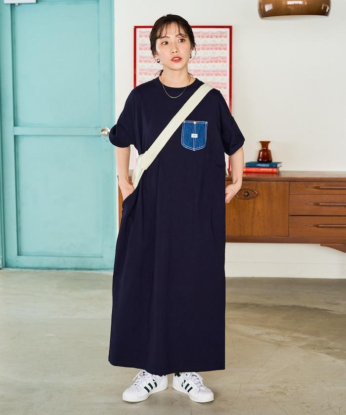 牛仔布 口袋 短袖 連衣裙【限定推出】