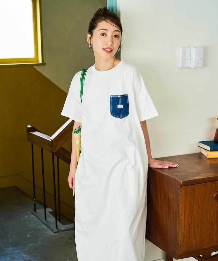 牛仔布 口袋 短袖 連衣裙【限定推出】