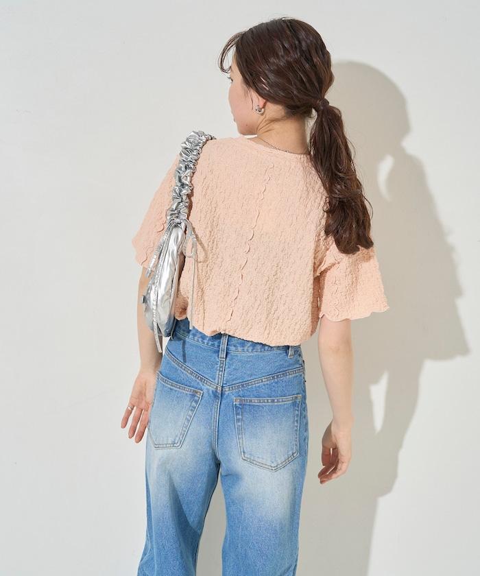 剪裁蓬鬆泡泡蜜瓜設計T恤