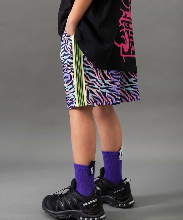 【B NEW JACK】側邊條紋印花褲 五分褲