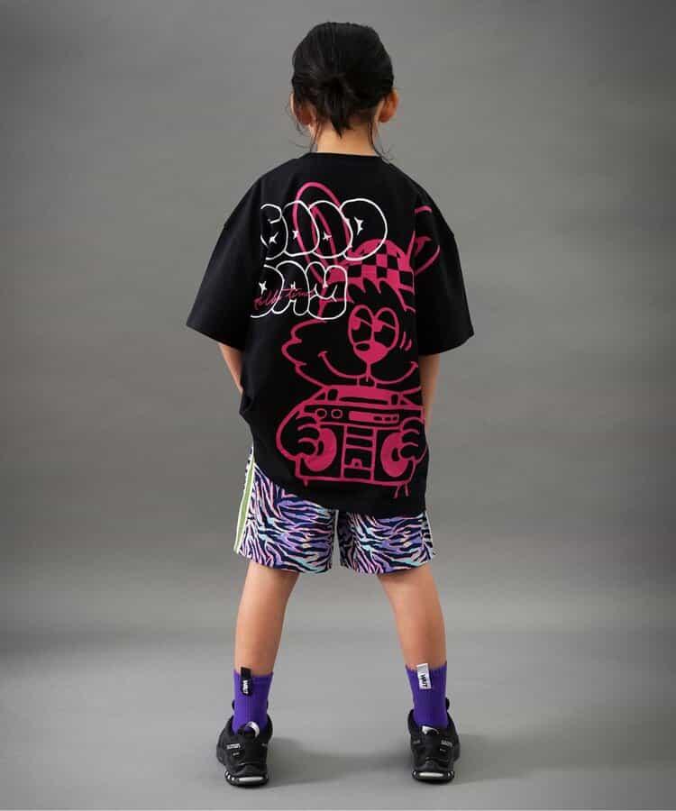 【B NEW JACK】側邊條紋印花褲 五分褲