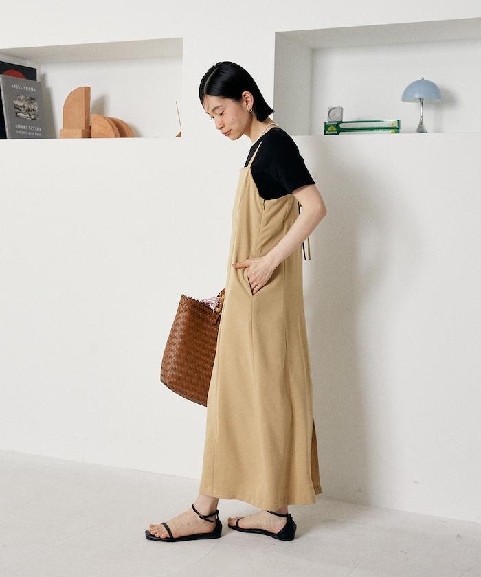 <接觸冷感/防紫外線>功能面料吊帶連衣裙