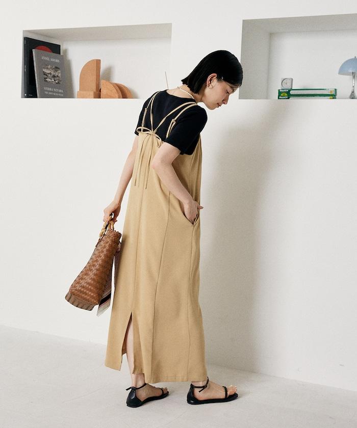 <接觸冷感/防紫外線>功能面料吊帶連衣裙