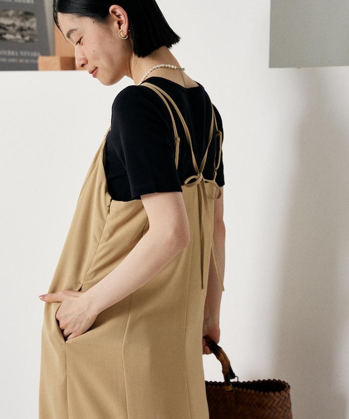 <接觸冷感/防紫外線>功能面料吊帶連衣裙