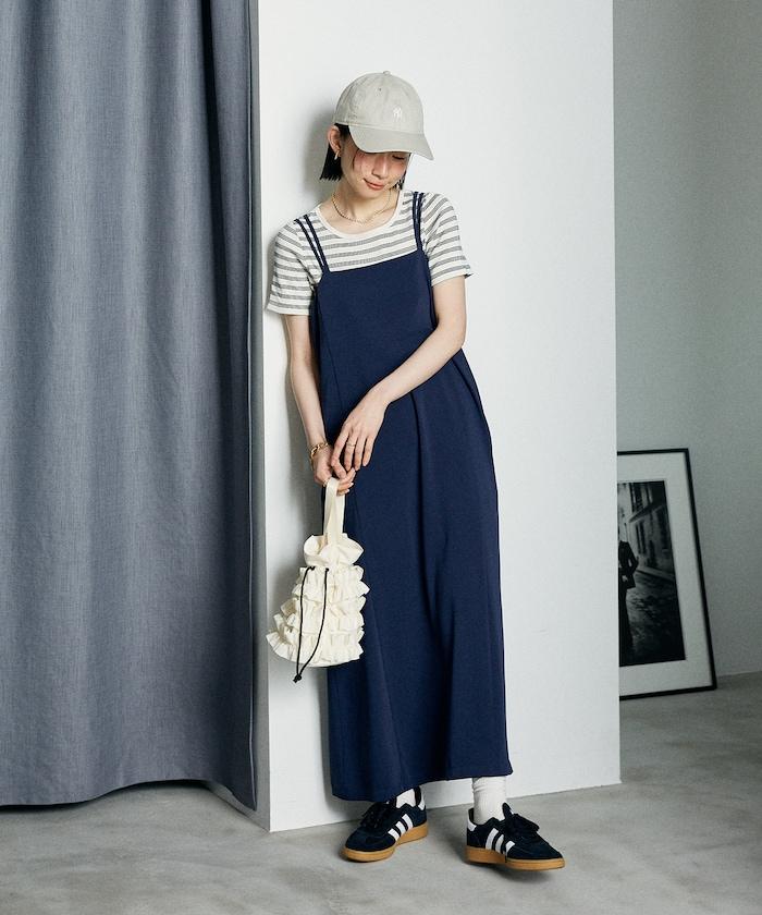 <接觸冷感/防紫外線>功能面料吊帶連衣裙