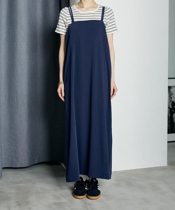 <接觸冷感/防紫外線>功能面料吊帶連衣裙