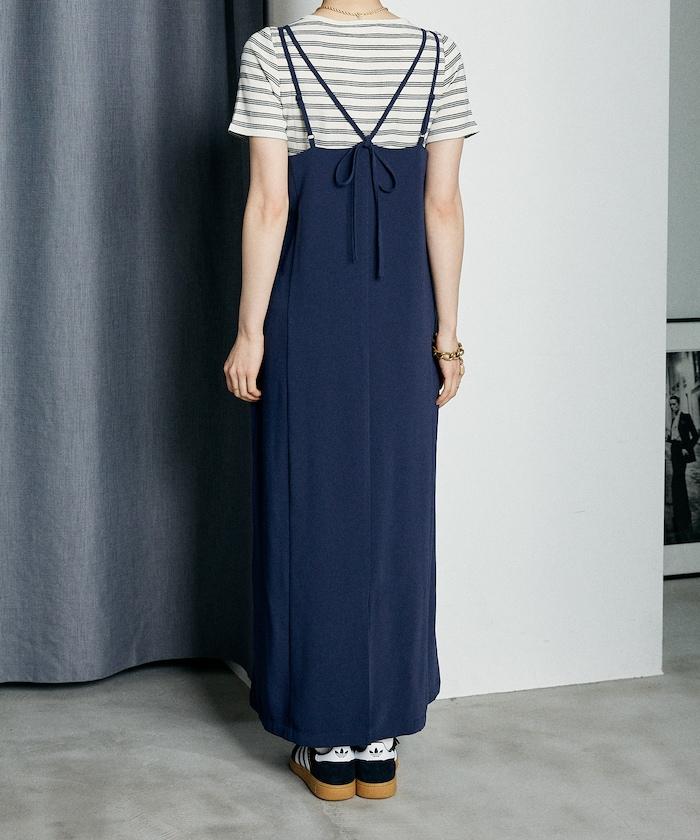 <接觸冷感/防紫外線>功能面料吊帶連衣裙