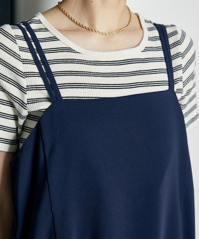 <接觸冷感/防紫外線>功能面料吊帶連衣裙