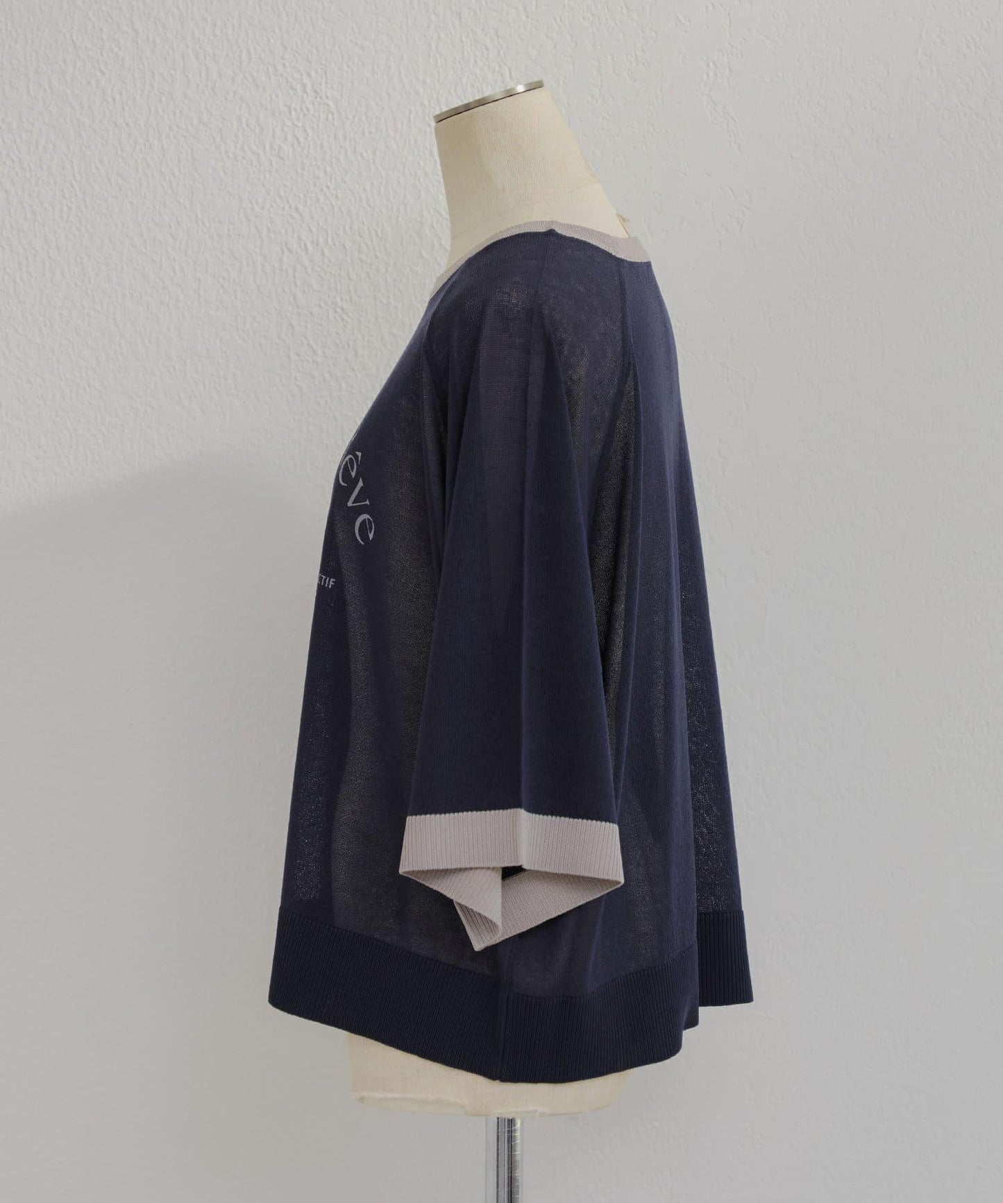 【大人休閒風格】【品味十足的透明感】絲絨拼接套頭衫