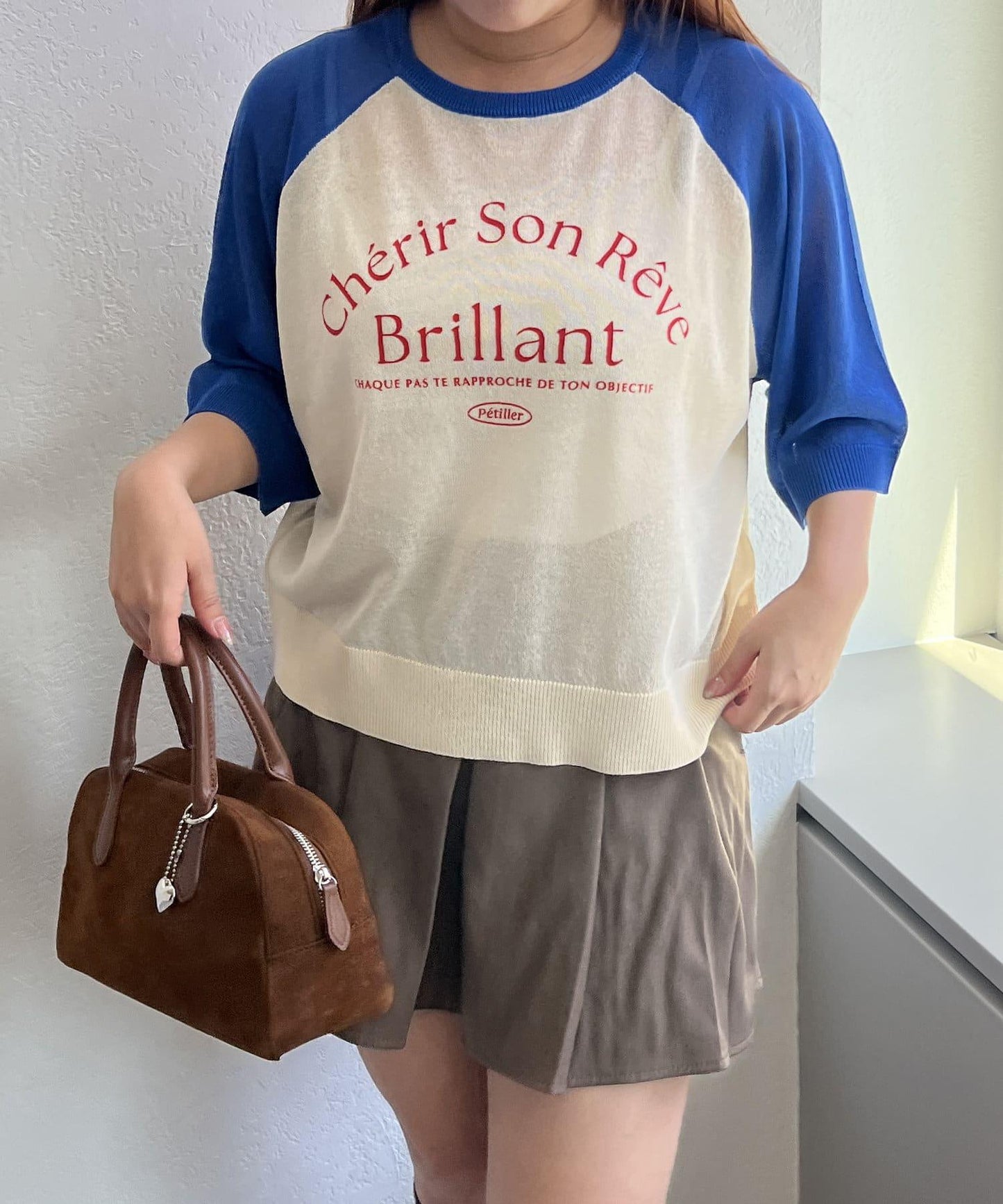 【大人休閒風格】【品味十足的透明感】絲絨拼接套頭衫