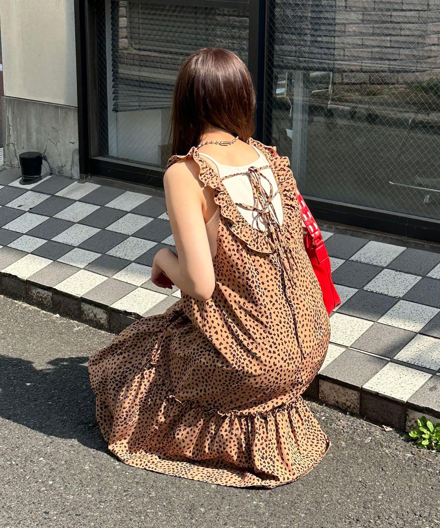 荷葉領層疊連衣裙