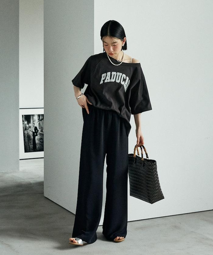 2way 平滑logo T恤/單肩印花T恤