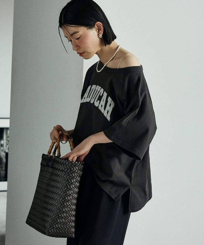 2way 平滑logo T恤/單肩印花T恤