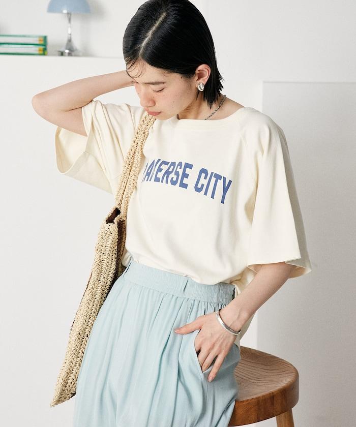 2way 平滑logo T恤/單肩印花T恤