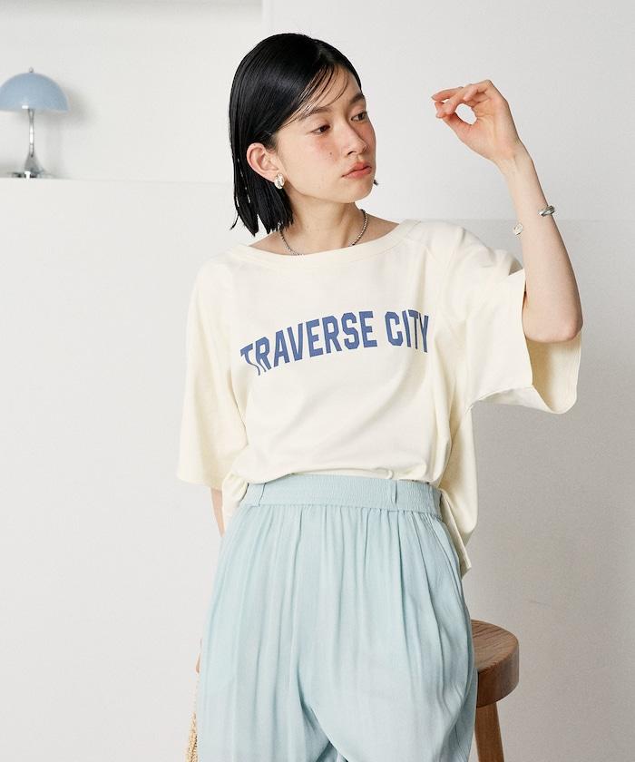 2way 平滑logo T恤/單肩印花T恤