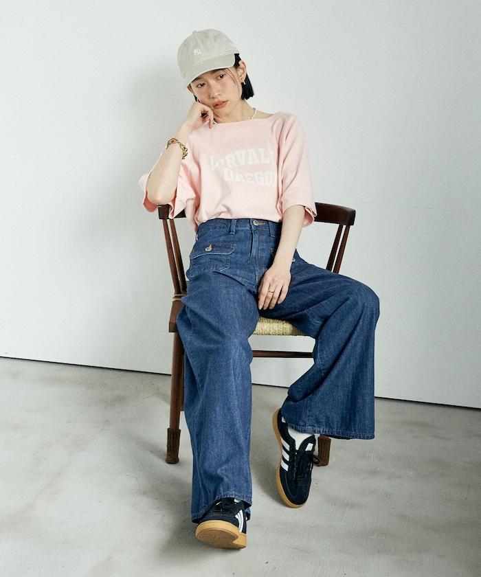 2way 平滑logo T恤/單肩印花T恤