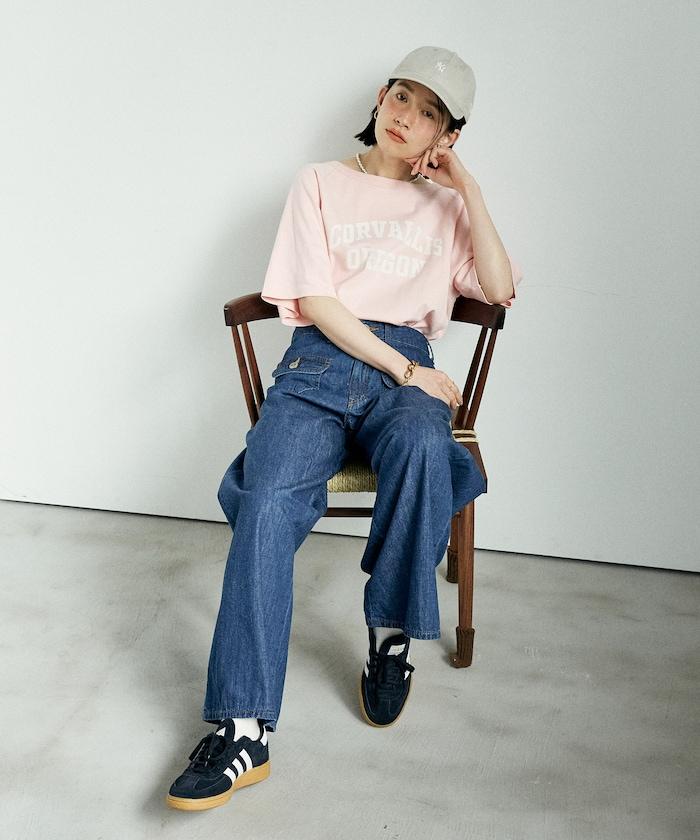 2way 平滑logo T恤/單肩印花T恤