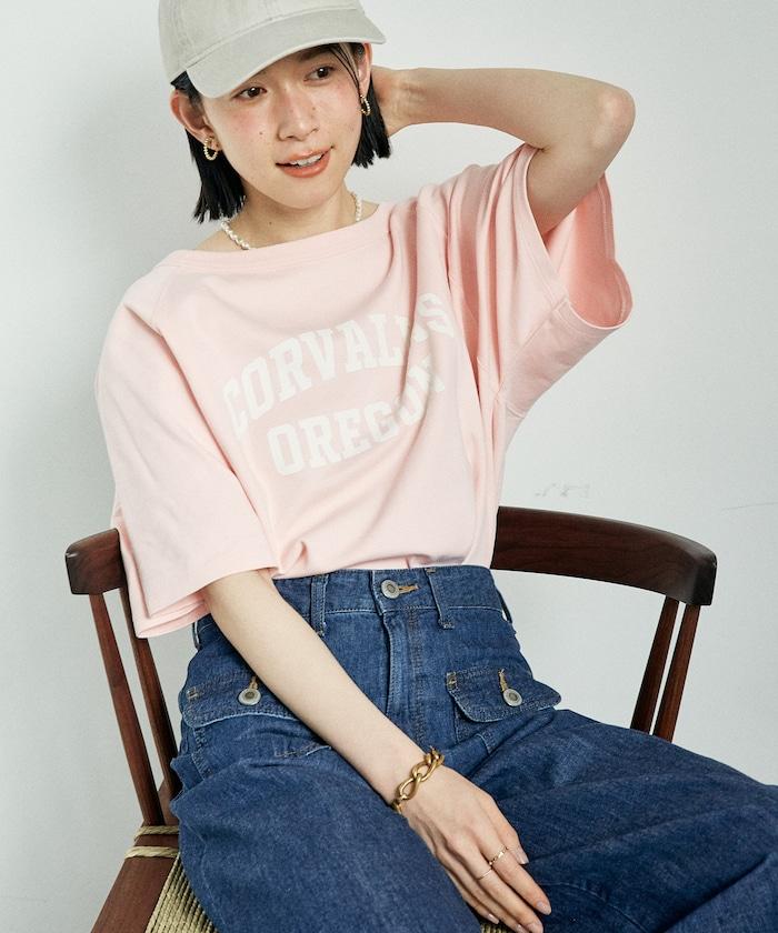 2way 平滑logo T恤/單肩印花T恤