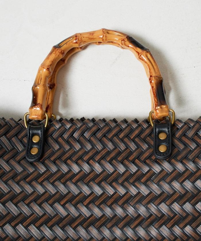 編織嵌入式竹柄手提包