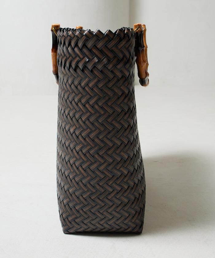 編織嵌入式竹柄手提包